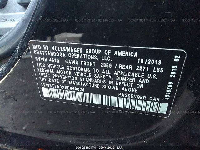 Photo 8 VIN: 1VWBT7A3XEC040624 - VOLKSWAGEN PASSAT 