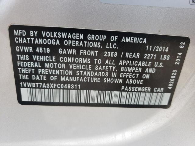 Photo 11 VIN: 1VWBT7A3XFC049311 - VOLKSWAGEN PASSAT 