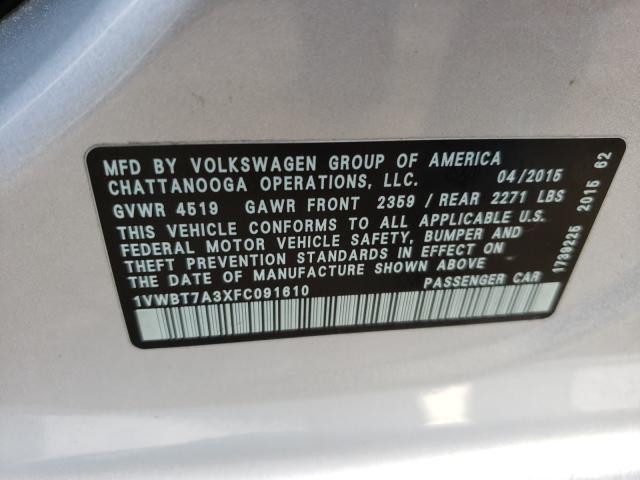 Photo 9 VIN: 1VWBT7A3XFC091610 - VOLKSWAGEN PASSAT 