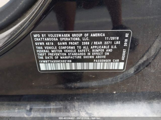 Photo 8 VIN: 1VWBT7A3XHC032169 - VOLKSWAGEN PASSAT 