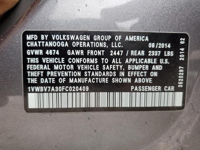 Photo 11 VIN: 1VWBV7A30FC020409 - VOLKSWAGEN PASSAT 