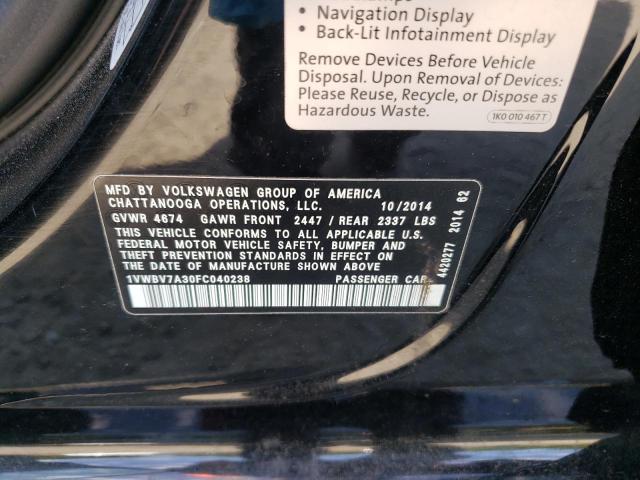 Photo 11 VIN: 1VWBV7A30FC040238 - VOLKSWAGEN PASSAT 