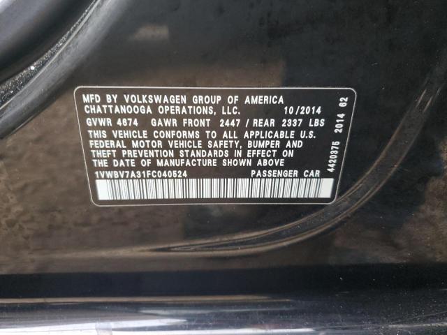 Photo 11 VIN: 1VWBV7A31FC040524 - VOLKSWAGEN PASSAT SE 