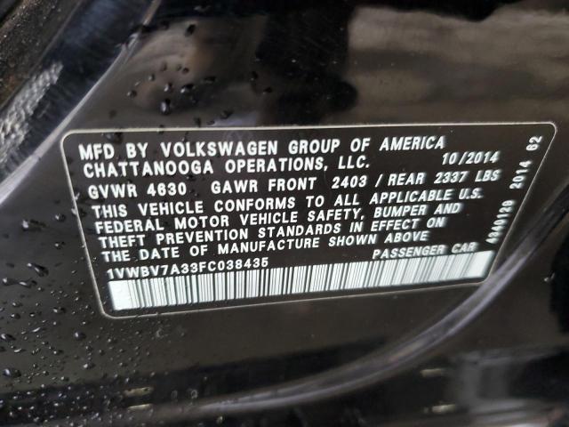 Photo 12 VIN: 1VWBV7A33FC038435 - VOLKSWAGEN PASSAT 