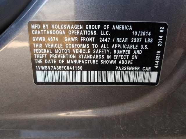 Photo 9 VIN: 1VWBV7A35FC041160 - VOLKSWAGEN PASSAT B7 