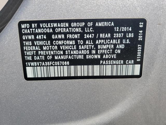 Photo 11 VIN: 1VWBV7A35FC057066 - VOLKSWAGEN PASSAT 