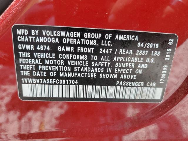 Photo 12 VIN: 1VWBV7A35FC091704 - VOLKSWAGEN PASSAT SE 