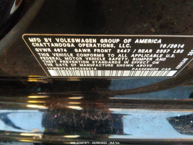 Photo 8 VIN: 1VWBV7A36FC039014 - VOLKSWAGEN PASSAT 