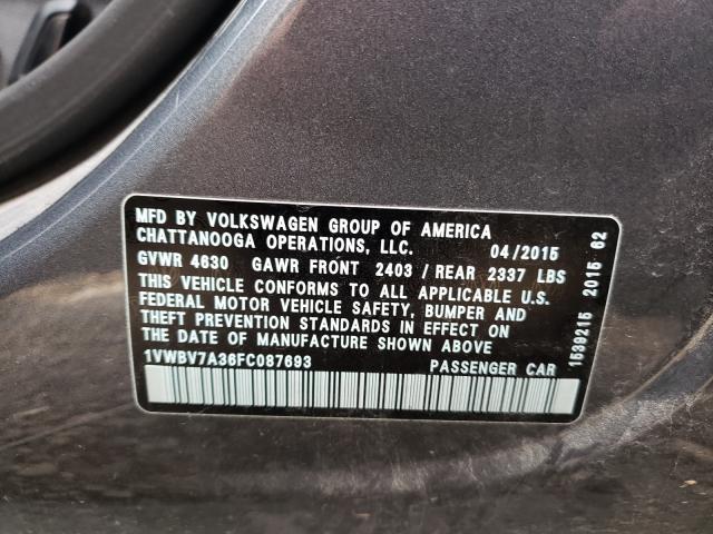 Photo 9 VIN: 1VWBV7A36FC087693 - VOLKSWAGEN PASSAT 