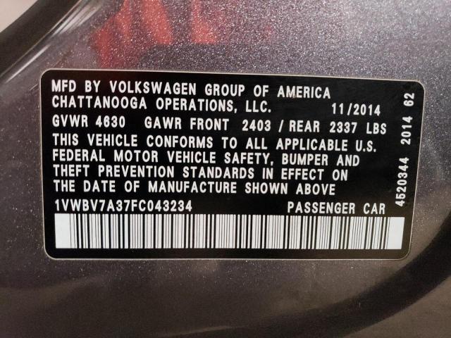 Photo 11 VIN: 1VWBV7A37FC043234 - VOLKSWAGEN PASSAT 