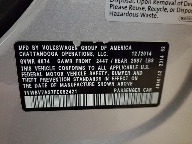 Photo 11 VIN: 1VWBV7A37FC052421 - VOLKSWAGEN PASSAT 