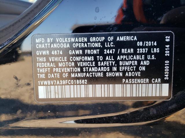 Photo 11 VIN: 1VWBV7A39FC018562 - VOLKSWAGEN PASSAT 