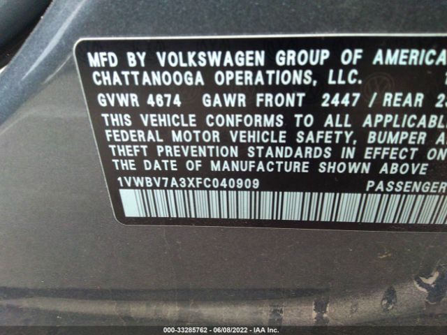 Photo 8 VIN: 1VWBV7A3XFC040909 - VOLKSWAGEN PASSAT 