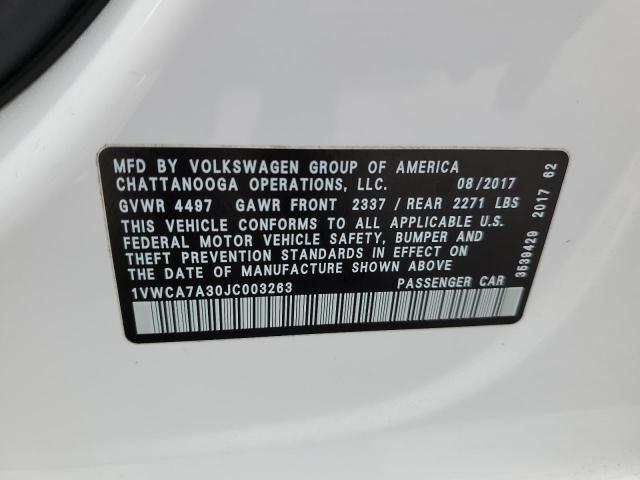 Photo 11 VIN: 1VWCA7A30JC003263 - VOLKSWAGEN PASSAT 