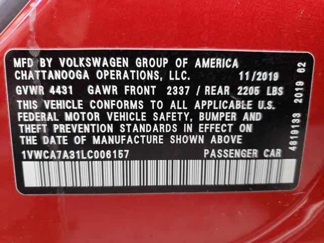 Photo 11 VIN: 1VWCA7A31LC006157 - VOLKSWAGEN PASSAT 