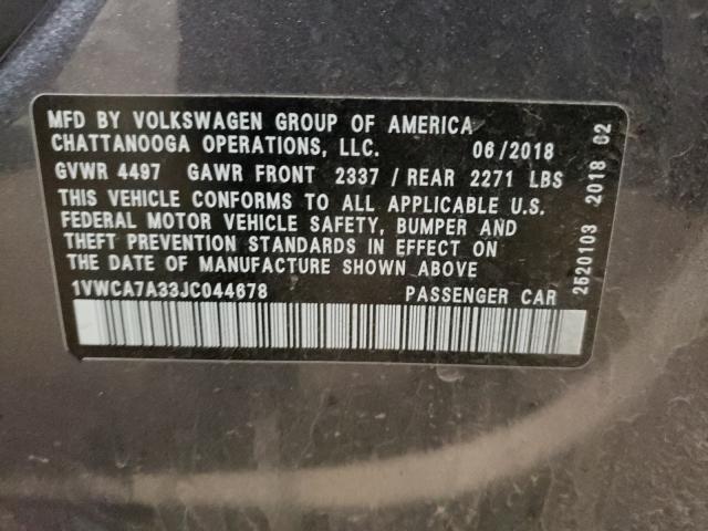 Photo 9 VIN: 1VWCA7A33JC044678 - VOLKSWAGEN PASSAT 