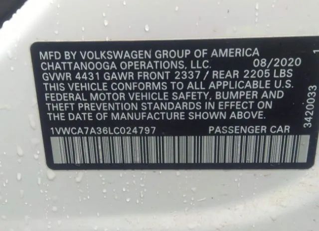 Photo 8 VIN: 1VWCA7A36LC024797 - VOLKSWAGEN PASSAT 