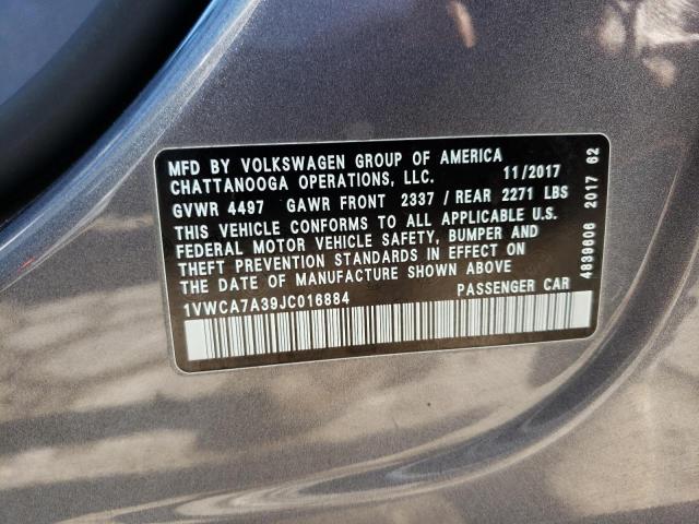 Photo 11 VIN: 1VWCA7A39JC016884 - VOLKSWAGEN PASSAT 