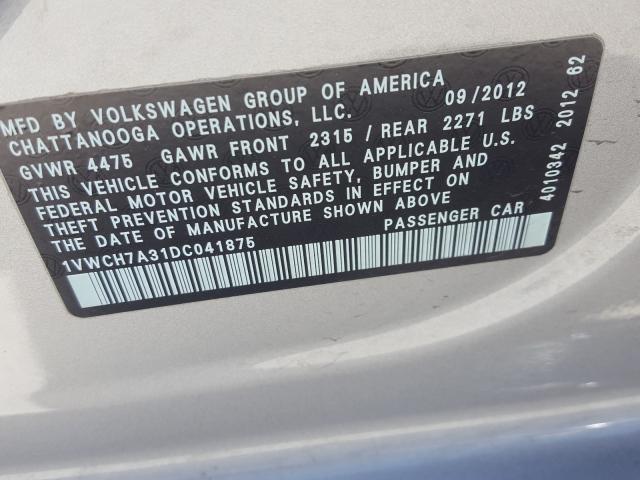 Photo 9 VIN: 1VWCH7A31DC041875 - VOLKSWAGEN PASSAT 