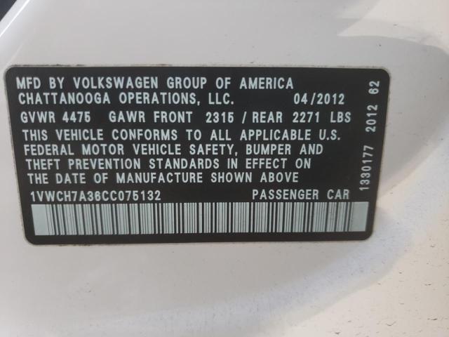 Photo 11 VIN: 1VWCH7A36CC075132 - VOLKSWAGEN PASSAT 