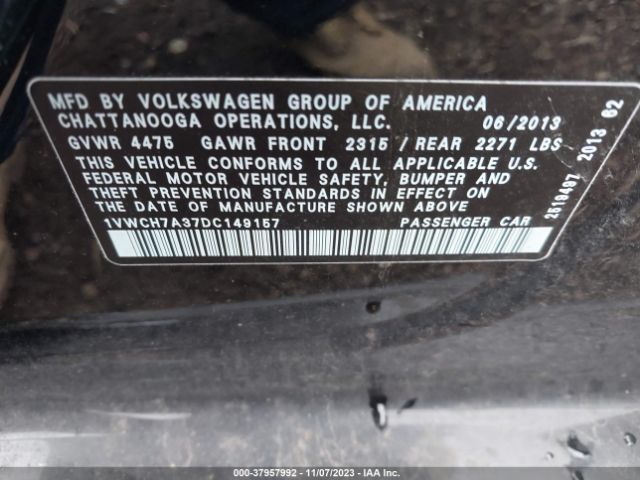 Photo 8 VIN: 1VWCH7A37DC149157 - VOLKSWAGEN PASSAT 