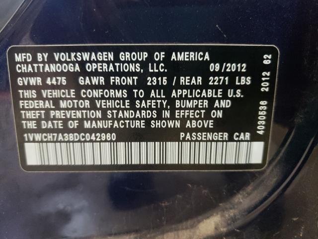 Photo 9 VIN: 1VWCH7A38DC042960 - VOLKSWAGEN PASSAT 