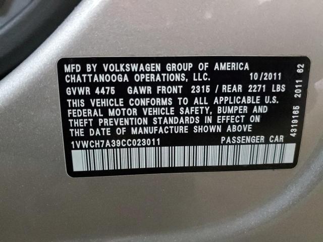 Photo 12 VIN: 1VWCH7A39CC023011 - VOLKSWAGEN PASSAT SEL 