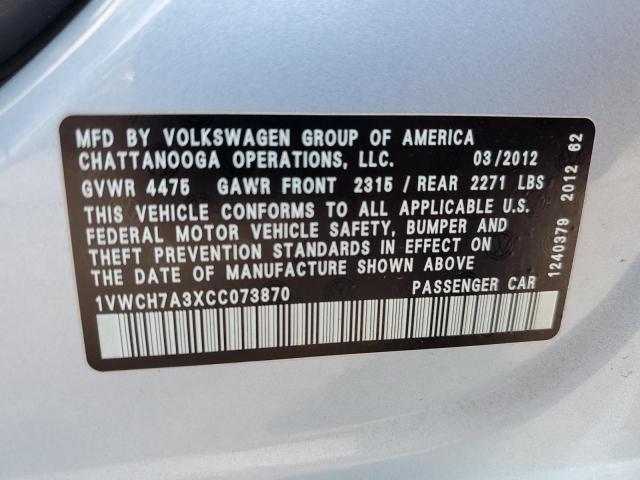 Photo 11 VIN: 1VWCH7A3XCC073870 - VOLKSWAGEN PASSAT SEL 