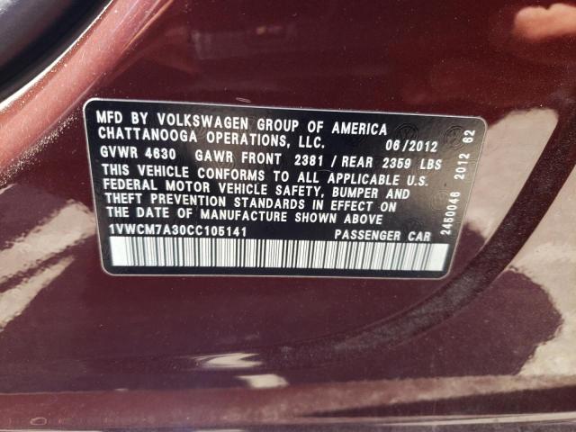 Photo 11 VIN: 1VWCM7A30CC105141 - VOLKSWAGEN PASSAT 