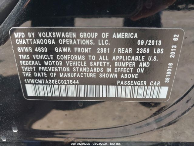 Photo 8 VIN: 1VWCM7A30EC027544 - VOLKSWAGEN PASSAT 