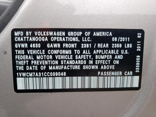 Photo 11 VIN: 1VWCM7A31CC009048 - VOLKSWAGEN PASSAT 