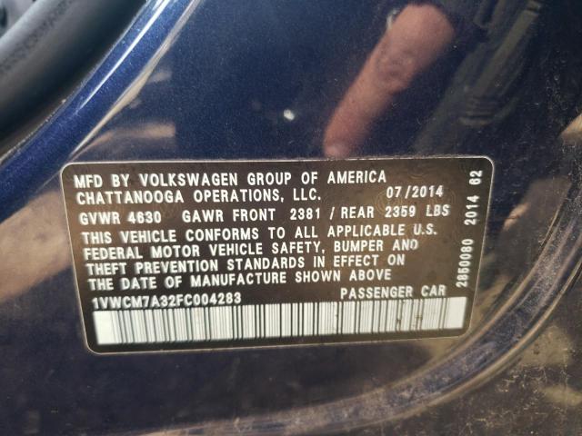 Photo 12 VIN: 1VWCM7A32FC004283 - VOLKSWAGEN PASSAT 