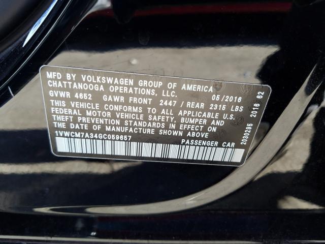 Photo 9 VIN: 1VWCM7A34GC059657 - VOLKSWAGEN PASSAT 