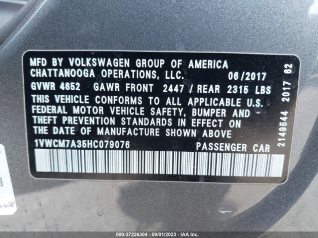 Photo 8 VIN: 1VWCM7A35HC079076 - VOLKSWAGEN PASSAT 