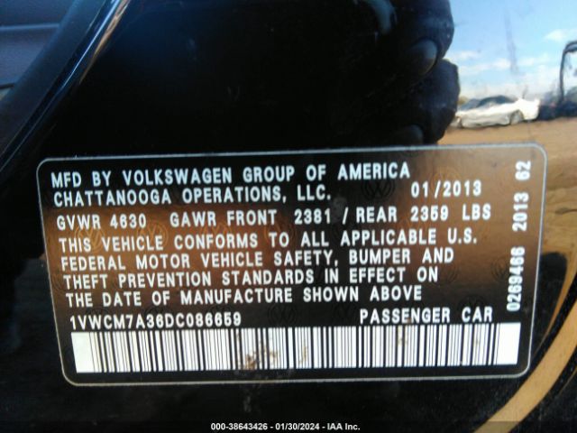 Photo 8 VIN: 1VWCM7A36DC086659 - VOLKSWAGEN PASSAT 