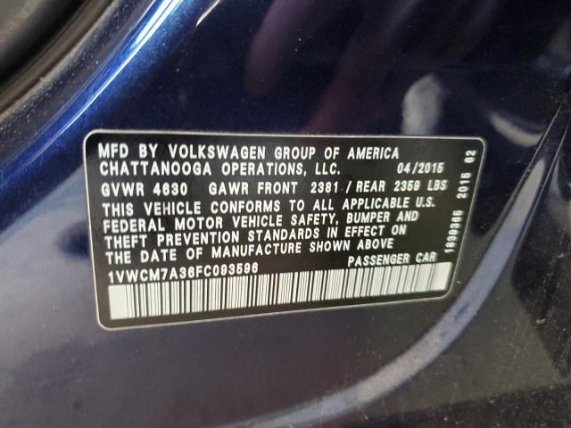 Photo 11 VIN: 1VWCM7A36FC093596 - VOLKSWAGEN PASSAT 