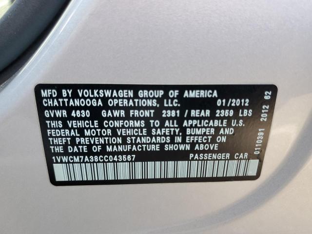 Photo 11 VIN: 1VWCM7A38CC043567 - VOLKSWAGEN PASSAT 