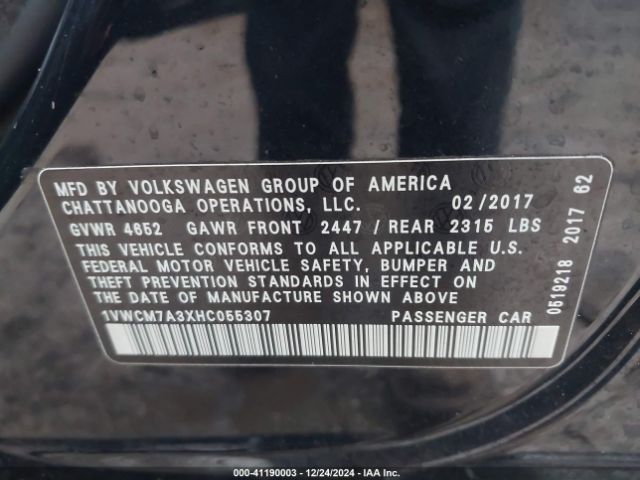 Photo 8 VIN: 1VWCM7A3XHC055307 - VOLKSWAGEN PASSAT 