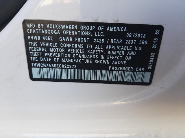 Photo 9 VIN: 1VWCN7A30EC022373 - VOLKSWAGEN PASSAT 