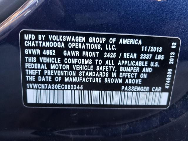 Photo 11 VIN: 1VWCN7A30EC052344 - VOLKSWAGEN PASSAT SEL 