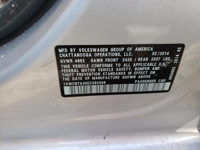 Photo 9 VIN: 1VWCN7A30EC080306 - VOLKSWAGEN PASSAT 