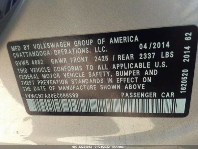 Photo 6 VIN: 1VWCN7A30EC096893 - VOLKSWAGEN PASSAT 