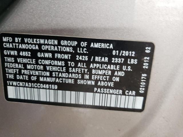 Photo 11 VIN: 1VWCN7A31CC046159 - VOLKSWAGEN PASSAT 