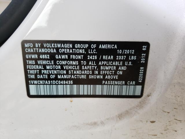 Photo 9 VIN: 1VWCN7A31DC049435 - VOLKSWAGEN PASSAT 