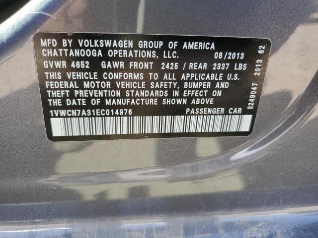 Photo 11 VIN: 1VWCN7A31EC014976 - VOLKSWAGEN PASSAT 