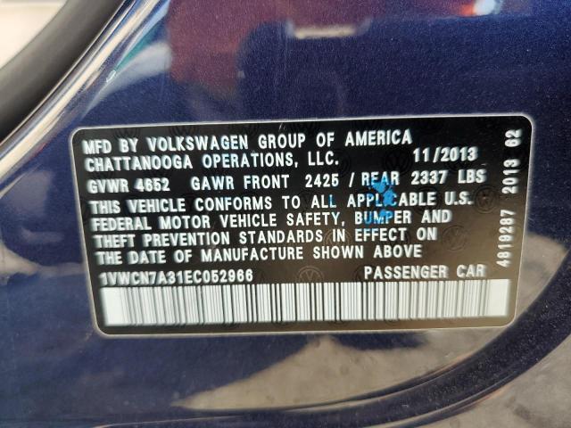 Photo 11 VIN: 1VWCN7A31EC052966 - VOLKSWAGEN PASSAT 