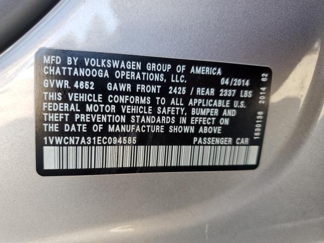 Photo 11 VIN: 1VWCN7A31EC094585 - VOLKSWAGEN PASSAT 