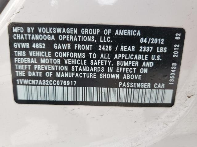 Photo 11 VIN: 1VWCN7A32CC076917 - VOLKSWAGEN PASSAT 