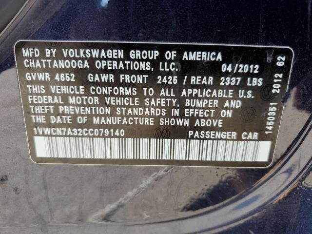 Photo 11 VIN: 1VWCN7A32CC079140 - VOLKSWAGEN PASSAT SEL 