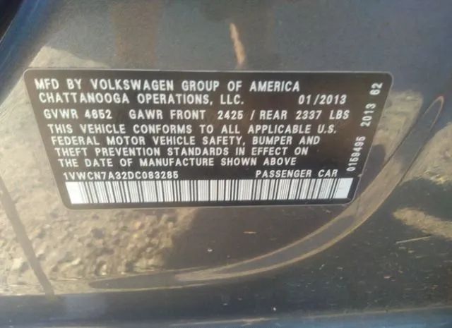 Photo 8 VIN: 1VWCN7A32DC083285 - VOLKSWAGEN PASSAT 